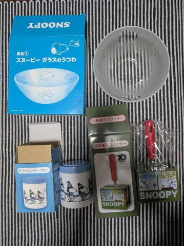 [ 새상품 미사용 ] 스누피 유리 캐니스터 클리너 세트