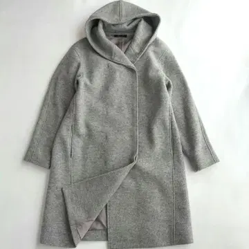 스터링 루어 후드 부착 코트 그레이 울 루즈핏 일본제