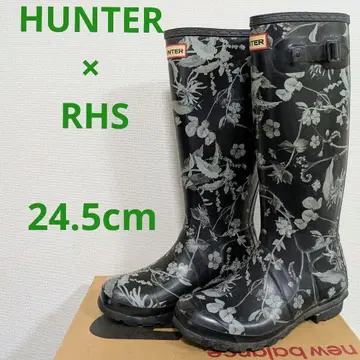HUNTER 꽃무늬 블랙 장화 24.5cm