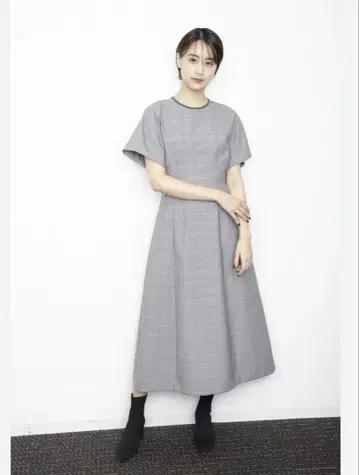 야마모토 미즈키 착용 르쉘 블루 체크 원피스