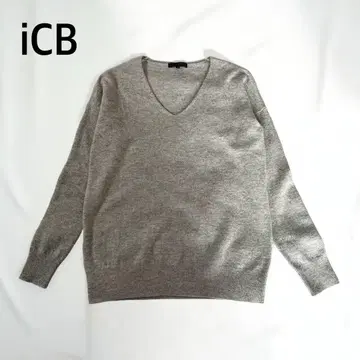 iCB 그레이 V넥 스웨터 캐시미어 혼방