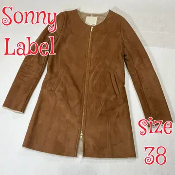 Sonny Lael 노카라 페이크 무스탕 코트 브라운 38