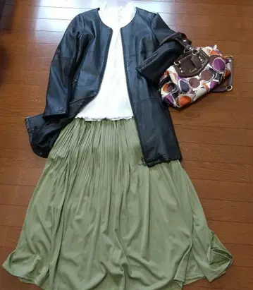 파시오네 노카라 가죽 롱 자켓 코트 블랙 M