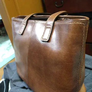 Niihama 브라운 가죽 토트백