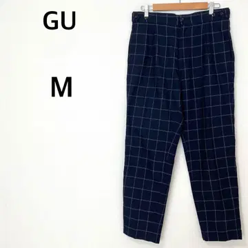 GU 지유 체크 팬츠 [ M ] 멋쟁이 팬츠 네이비 남성용 심플