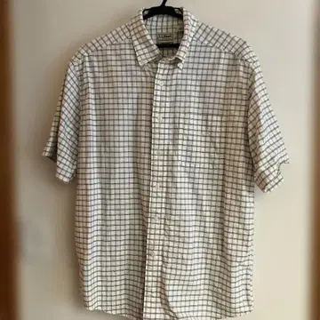 L.L.Bean 체크 무늬 반팔 셔츠 남성용 MED-REG