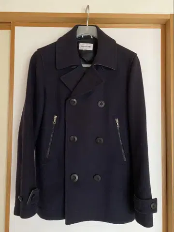 LACOSTE 네이비 울 피 코트