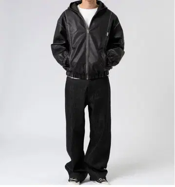 Globe Studios LEATHER HOOD JACKET 'BLACK