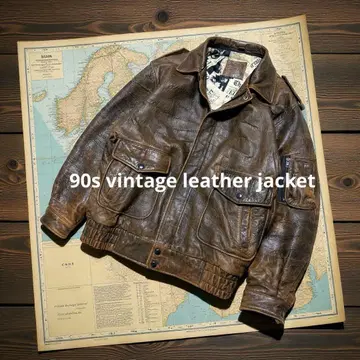 90s 빈티지 천연 가죽 A2 플라이트 가죽 자켓 XL 올 패턴