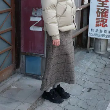 steavenalan 체크 플레어 스커트