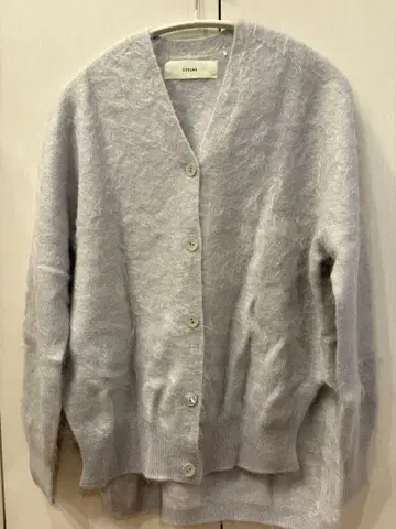 새상품급 CYCLAS 퍼 캐시미어 라이트 그레이 가디건 38