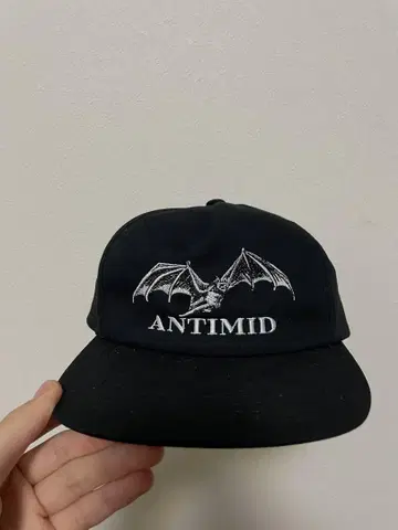 ANTIMID 배트 자수 블랙 캡