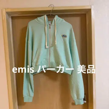 새상품급 한국 브랜드 emis 민트 그린 후드티