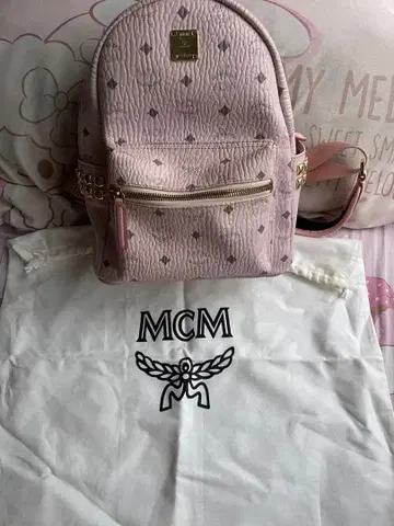 MCM 핑크 스터드 백팩 수납 가방 포함