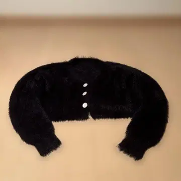 블랙 퍼 숏 가디건