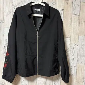 WEGO 남성용 블랙 집업 자켓 장미