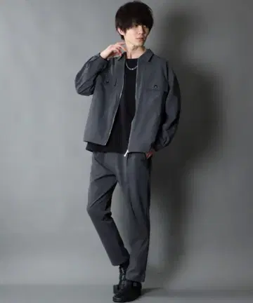 SITRY 오버 사이즈 지퍼 블루종 & 이지 팬츠 셋업 L