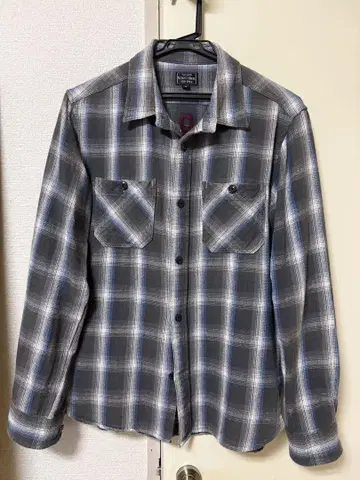 Schott 샷 옴브레 체크 플란넬 셔츠 바닥 옴브레 체인 스티치