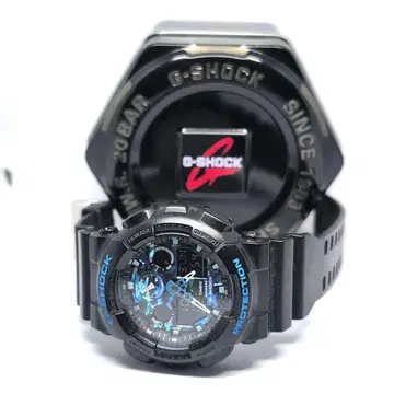[정품 작동] 카시오 G 쇼크 QZ GA-100CB 블루 남성용 손목시계