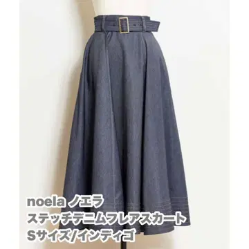 noela 노엘라 스티치 데님 플레어 스커트
