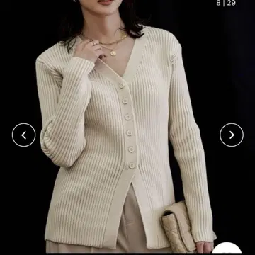 새상품 ur's 유어즈 웨이스트 쉐이프 리브 가디건 리브 편직 M 사이즈