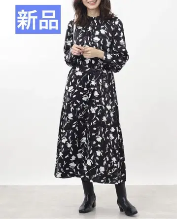 리플렉트 플라워 원피스 꽃무늬 9호 M 블랙