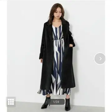 택 포함 미사용 새상품 리엔다 울 MIX 체스터 코트