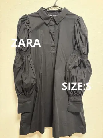 [새상품급] [완판템] ZARA 블랙 퍼프 슬리브 셔츠 원피스