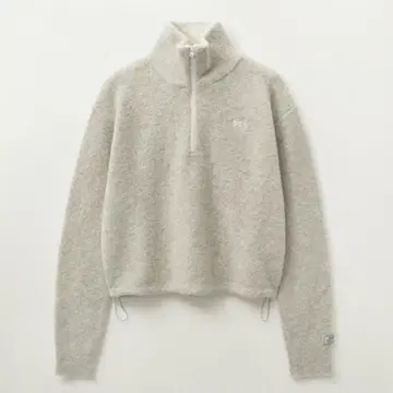 SATUR Crop Half Neck Fleece Knit Zip-Up