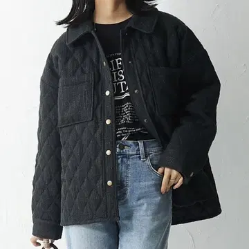 빅 사이즈 팬시 트위드 퀼팅 CPO 자켓 5L6L 니센