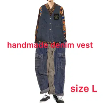 핸드메이드 데님 베스트 L 어른 아메카지 스타일