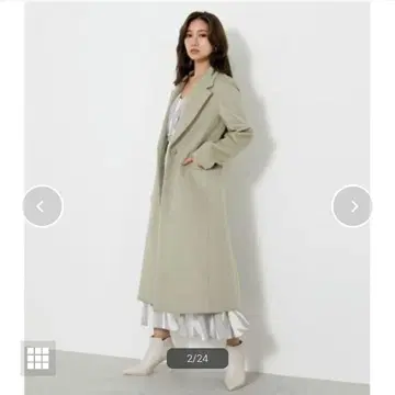 택 포함 미사용 새상품 리엔다 울 MIX 체스터 코트