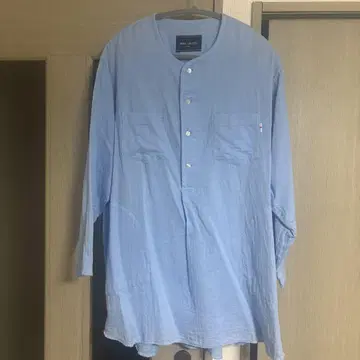 WHIZ LIMITED 노카라 거즈 셔츠 라이트 블루