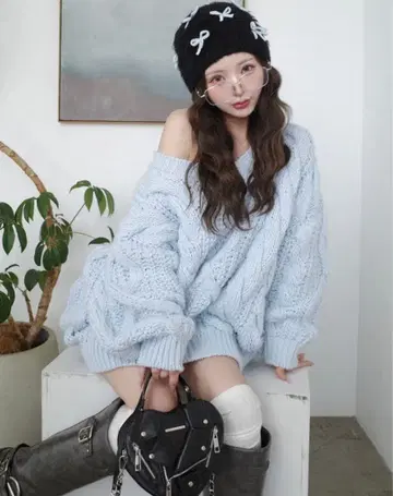 Darich 루즈 케이블 로우게이지 니트 튜닉