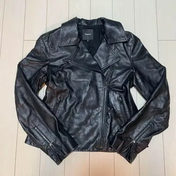 Theory [ L ] 더블 라이더 자켓 램 가죽 천연 가죽 블랙