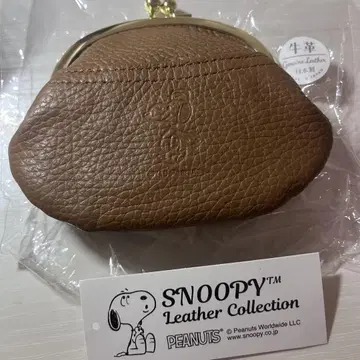 SNOOPY 가죽 천연 가죽 가마구치 코인 케이스