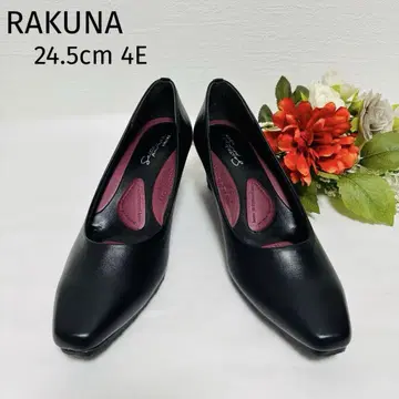 새상품급 RAKUNA 라쿠나 정골 펌프스 24.5cm 4E 블랙