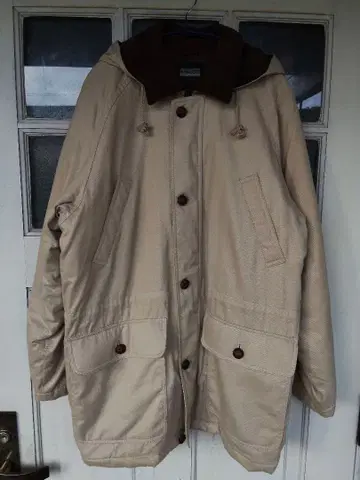 올드 유니클로 헌팅 자켓 베이지 커버올 후드 부착 L
