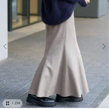택 포함 새상품 이에나 플레어 롱 스커트 그레이 38