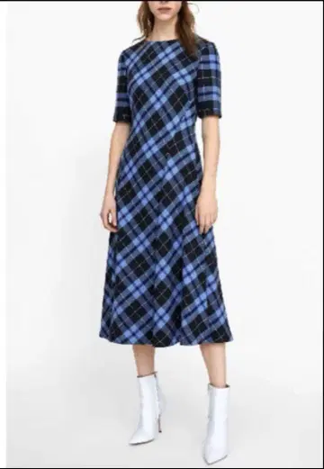 [새상품급] ZARA 후카다 쿄코 착용 체크 무늬 원피스 [XS] 블루