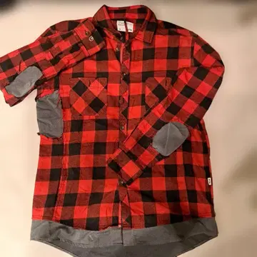 가격 인하 EPTM 빈티지 데미지 가공 플란넬 셔츠 빨간색x블랙 x그레이