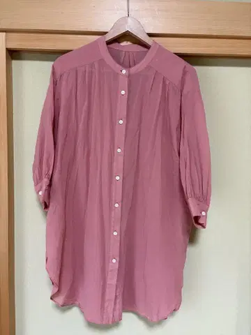 vis 7부 소매 비침 블라우스