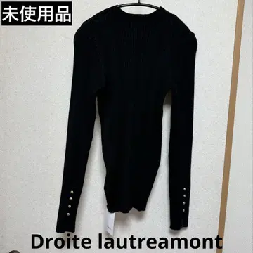 Droite lautreamont 소매 버튼 하이넥 리브 니트
