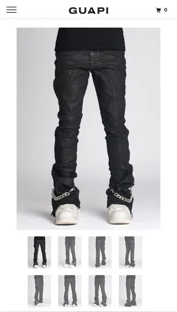 guapi obsidian black waxed chain denim