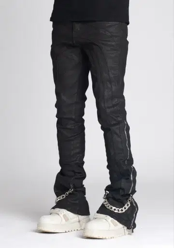 guapi obsidian black waxed chain denim