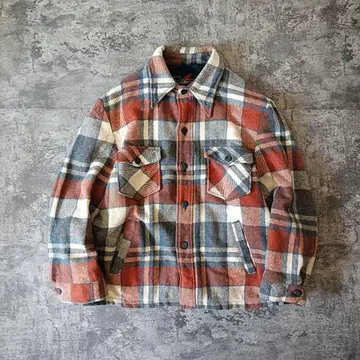 70s 시어스 CPO 자켓 체크 무늬 셔츠 자켓 보아 안감