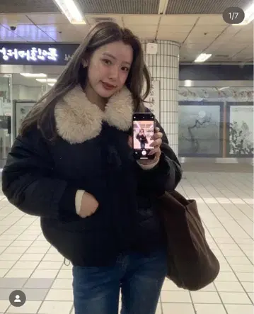 아우터 복슬복슬 퍼 트리밍 다운