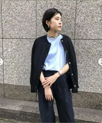 스터링 루어 하이 트위스트 니트 블루종 블랙 M