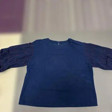 가격 인하 [ 군겐도-네네 ] 일본제 네이비 7부 소매 데님풍 블라우스