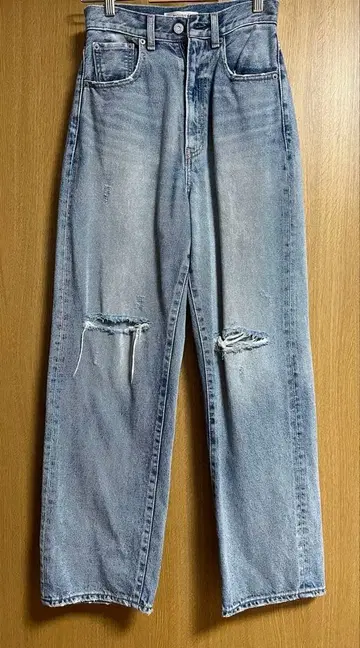 새상품급 MOUSSY 마우지 하이웨스트 스트레이트 데님 팬츠 블루 25